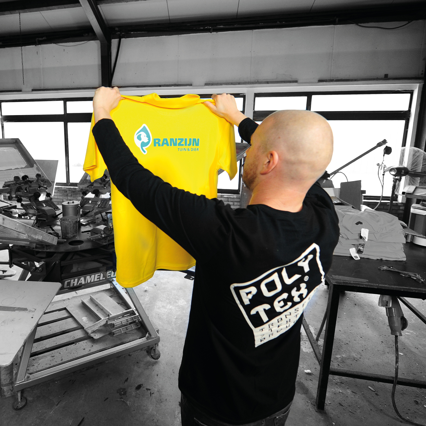 Zeefdruk op een t-shirt